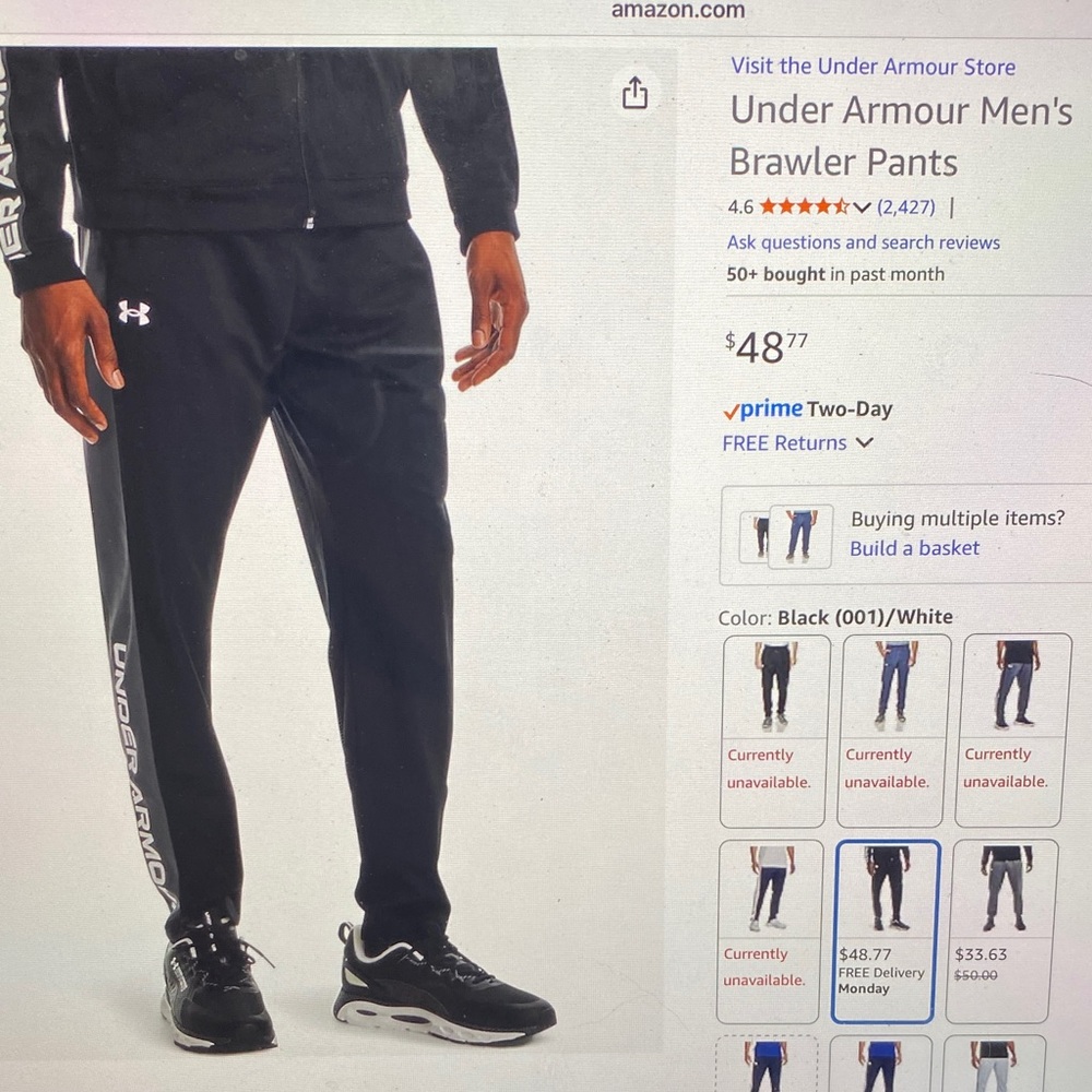Under Armour Men's Black Brawler Jogging Pants